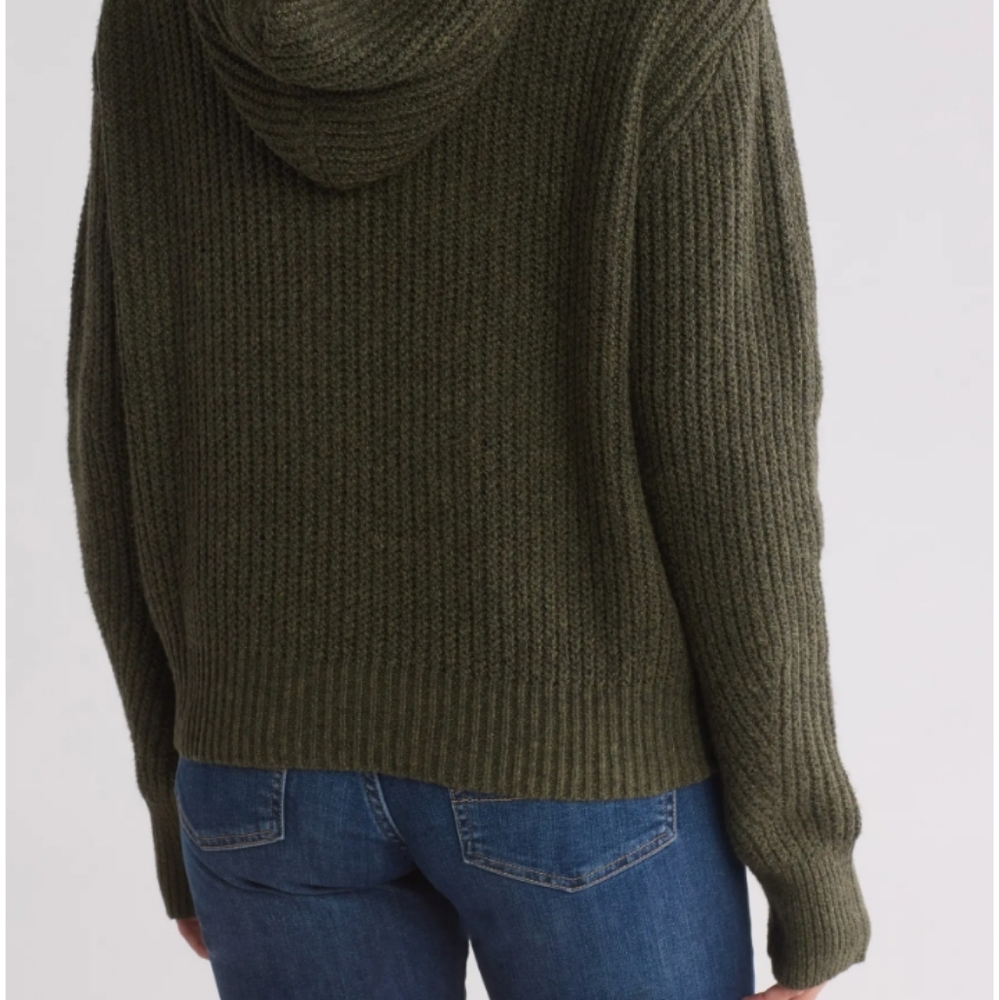 Olive Green Hooded Sweater - Picture 3 of 4